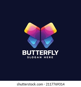 Vector Logo Illustration Butterfly Gradient Colorful Style.