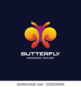 Logo Vector Ilustración Estilo de color degradado de mariposa.