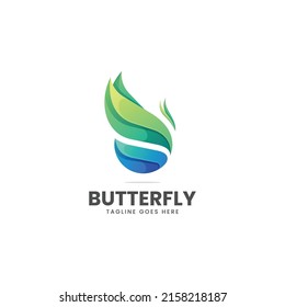 Vector Logo Illustration Butterfly Gradient Colorful Style.