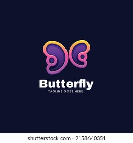 Vector Logo Illustration Butterfly Gradient Line Art Style.