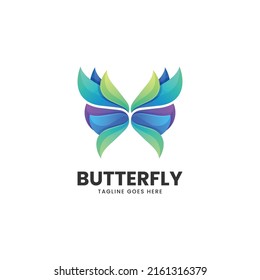 Logo Vector Ilustración Estilo de color degradado de mariposa.