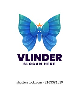 Logo Vector Ilustración Estilo de color degradado de mariposa.