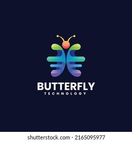 Vector Logo Illustration Butterfly Gradient Colorful Style.