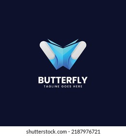 Logo Vector Ilustración Estilo de color degradado de mariposa.