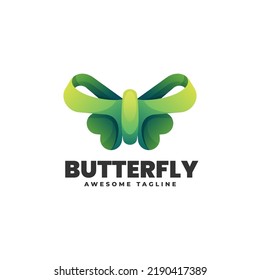 Vector Logo Illustration Butterfly Gradient Colorful Style.