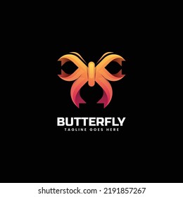 Vector Logo Illustration Butterfly Gradient Colorful Style.