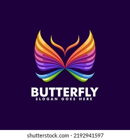 Vector Logo Illustration Butterfly Gradient Colorful Style.