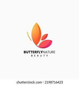 Vector Logo Illustration Butterfly Gradient Colorful Style.