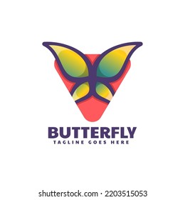 Vector Logo Illustration Butterfly Gradient Colorful Style