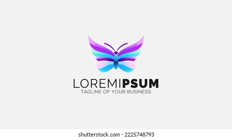 Vector Logo Illustration Butterfly Gradient Colorful Style.