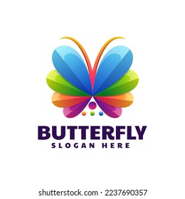 Vector Logo Illustration Butterfly Gradient Colorful Style.