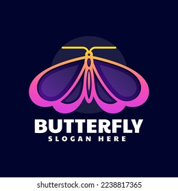 Logotipo vectorial Ilustración Estilo de arte de línea degradado de mariposa.