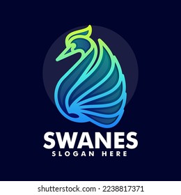 Vector Logo Illustration Butterfly Gradient Line Art Style.