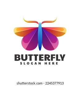 Vector Logo Illustration Butterfly Gradient Colorful Style.