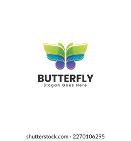 Vector Logo Illustration Butterfly Gradient Colorful Style