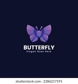 Logo del vector Ilustración Estilo de color degradado de mariposa