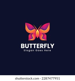 Vector Logo Illustration Butterfly Gradient Colorful Style