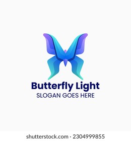 Vector Logo Illustration Butterfly Gradient Colorful Style.