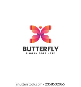 Vector Logo Illustration Butterfly Gradient Colorful Style
