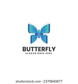 Vector Logo Illustration Butterfly Gradient Colorful Style