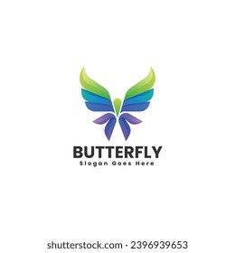 Vector Logo Illustration Butterfly Gradient Colorful Style
