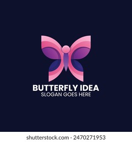 Vector Logo Illustration Butterfly Gradient Colorful Style