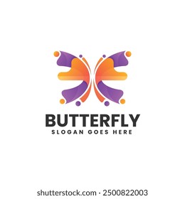 Vector Logo Illustration Butterfly Gradient Colorful Style