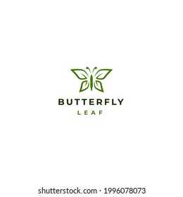 Ilustración del logotipo vectorial de la mariposa y la hoja