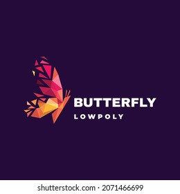 Vector Logo Illustration Butterfly Low Poly Colorful Style