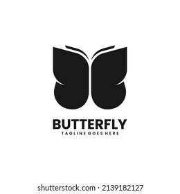 Vector Logo Illustration Butterfly Silhouette Style.