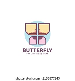 Logo Vector Ilustración Estilo Mariposa Simple Mascota.