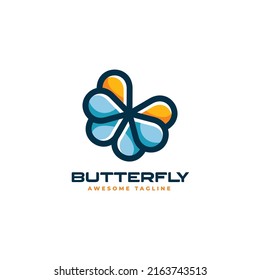 Vektorlogo Illustration Butterfly Simple Mascot Style.