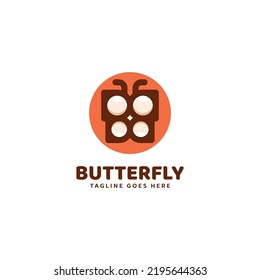 Vector Logo Illustration Butterfly Simple Mascot Style.