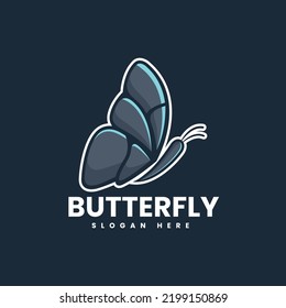 Vector Logo Illustration Butterfly Simple Mascot Style.