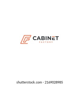 Vektorlogo Illustration Cabinet Factory Line Stil.