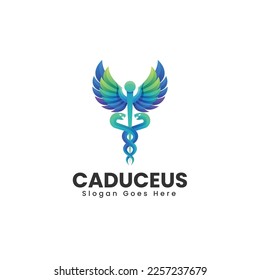 Estilo de color de gradiente de degradado con logotipo vectorial Ilustración Cadeceus