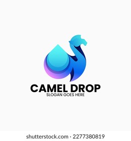 Vector Logo Illustration Camel Drop Gradient Colorful Style