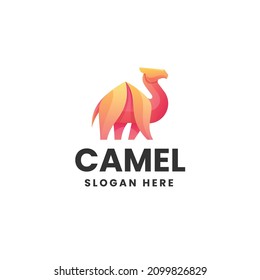 Vector Logo Illustration Camel Gradient Colorful Style.