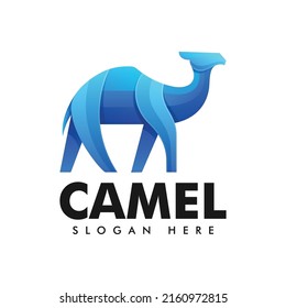 Vector Logo Illustration Camel Gradient Colorful Style.