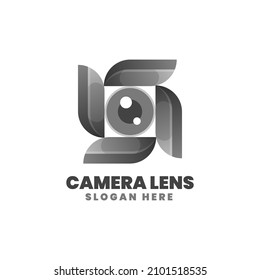 Vector Logo Illustration Camera Gradient Colorful Style.