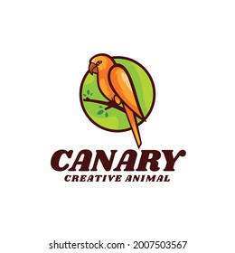 Vector Logo Illustration Canary Simple Mascot Style.