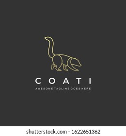 Vector Logo Illustration Can-Coon Walking Line Art