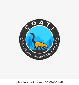 Vector Logo Illustration Can-Coon Walking Vintage Badge
