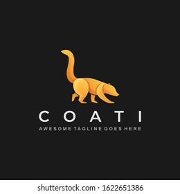 Vector Logo Illustration Can-Coon Walking Gradient Colorful