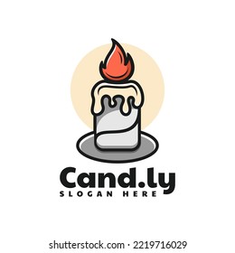 Vector Logo Illustration Candle Simple Mascot Style