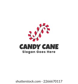 Vector Logo Illustration Candy Cane Simple Mascot Style