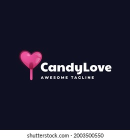 Logo Vector Ilustración Candy Amor Gradiente Estilo Colorido.