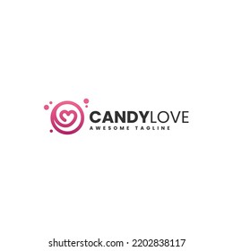 Vector Logo Illustration Candy Love Gradient Colorful Style