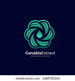 Vector Logo Illustration Cannabis Extract Color Gradient Style.