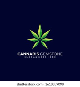 Vector Logo Illustration Cannabis Gemstone Gradient Colorful
